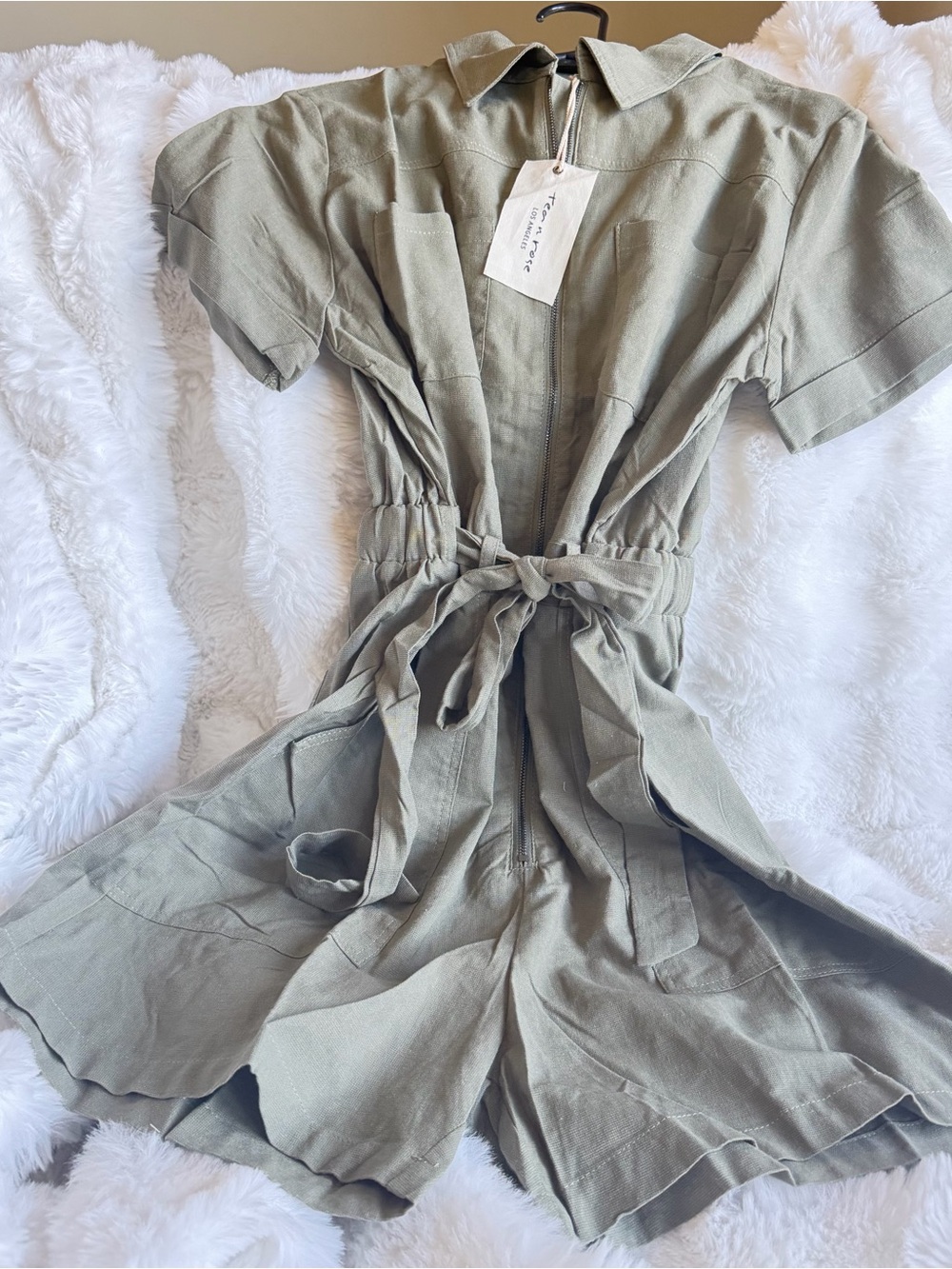 Med Olive Text n Rose  Romper